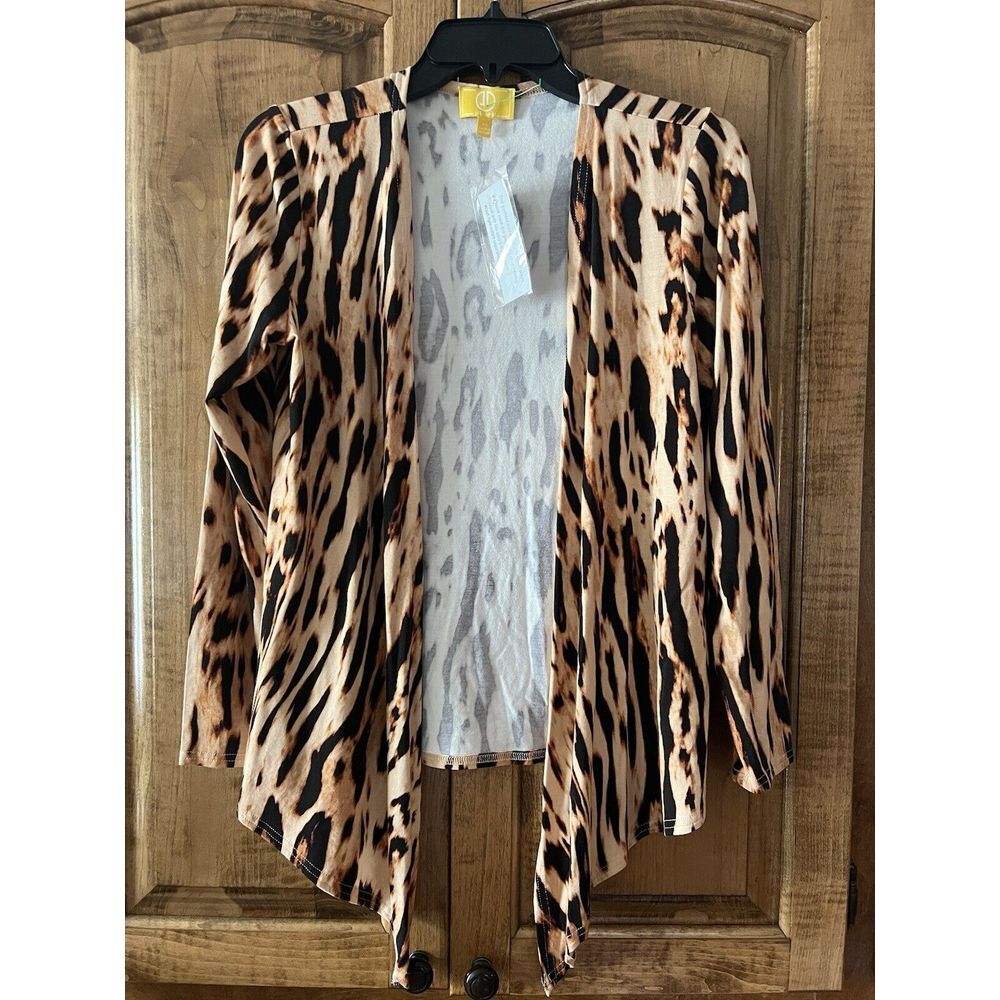 Liz Lange XS Golden Brown Animal‎ Print Open Front Drape Cardigan NWT Womens